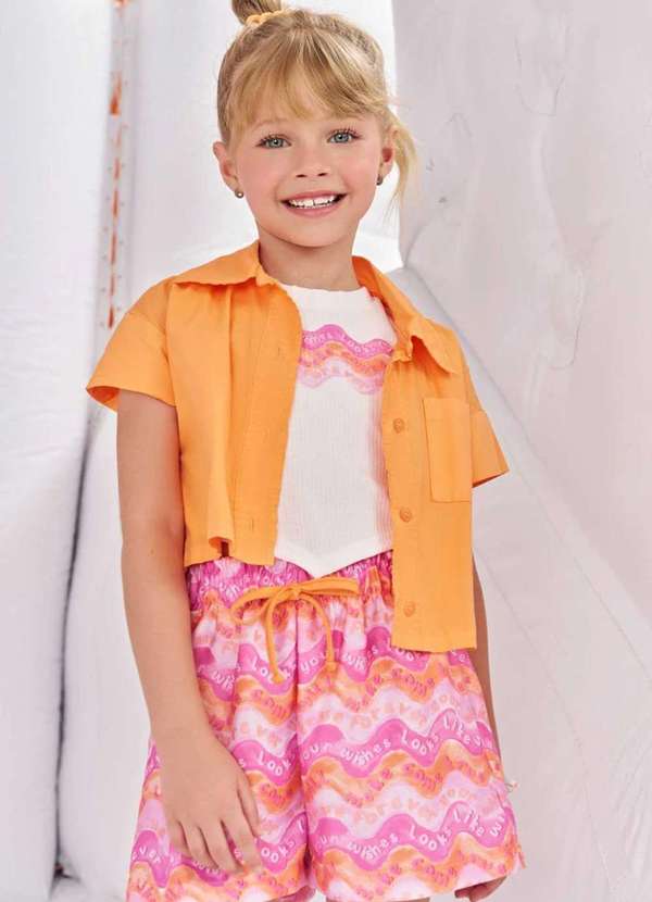 Infanti - Trio de Top em Canelado Camisa em Tricoline Infanti Estampado 3