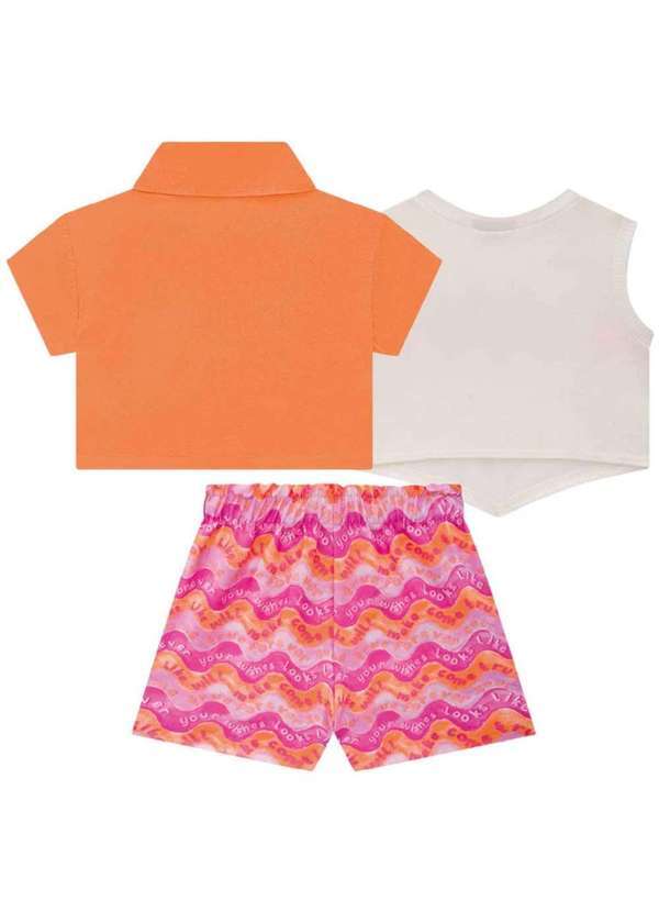 Infanti - Trio de Top em Canelado Camisa em Tricoline Infanti Estampado 4