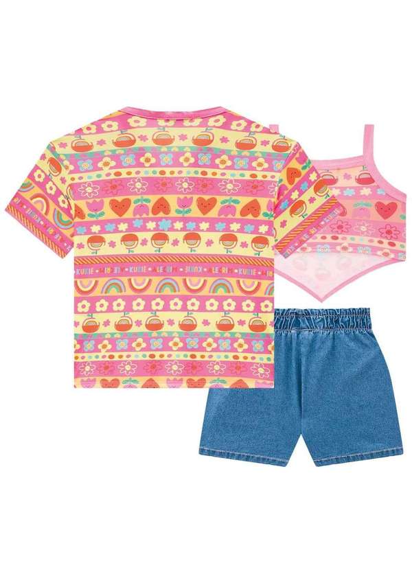 Kukiê - Trio Kimono e Top e Shorts Jeans Liz Rosa Kukiê Rosa 3