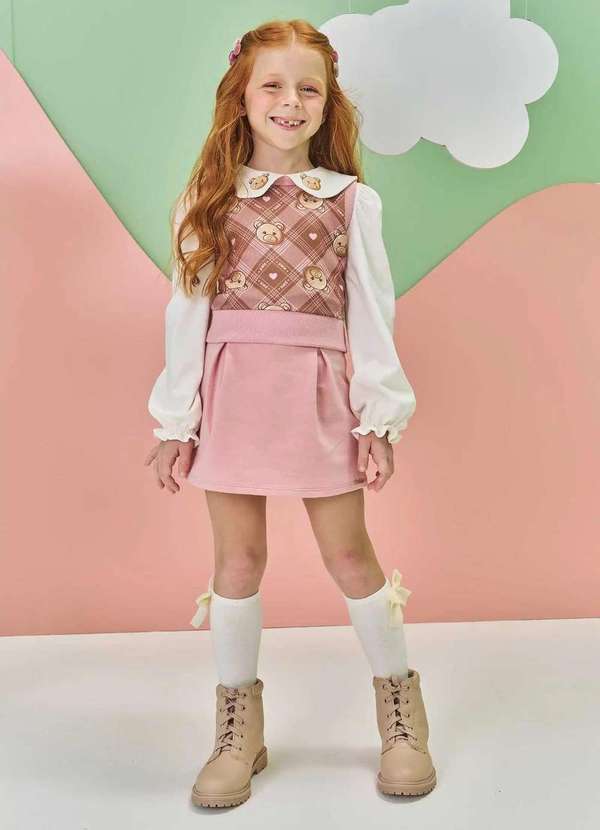 Kukiê - Conjunto 3 Peças Menina Saia Kukiê Estampado 1