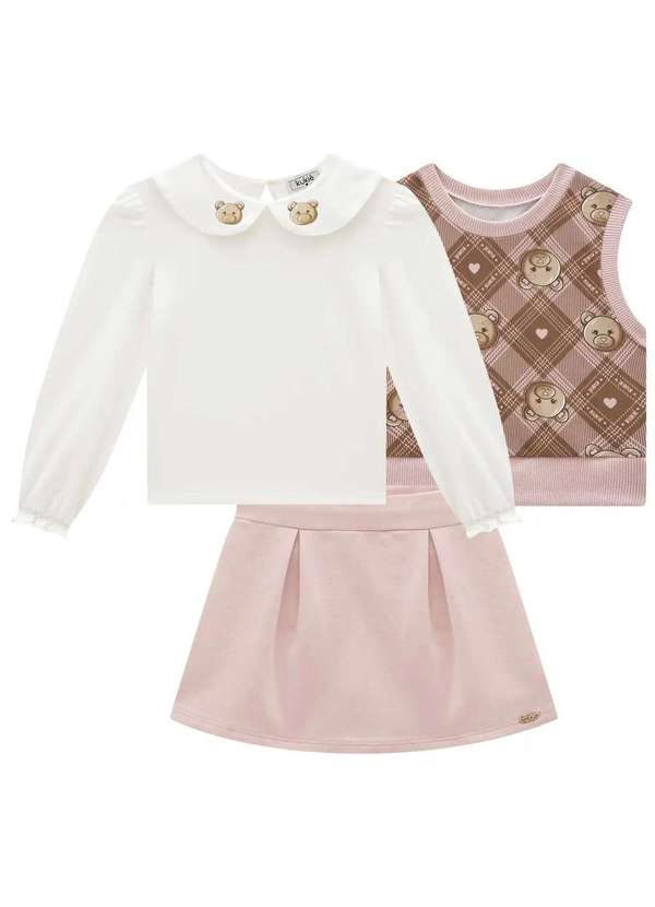 Kukiê - Conjunto 3 Peças Menina Saia Kukiê Estampado 3