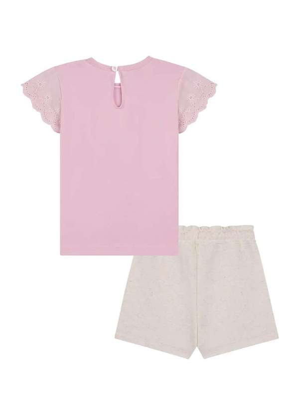 Kukiê - Conjunto Blusa Cotton Short Saia Moletom Menina Kukiê Rosa 2