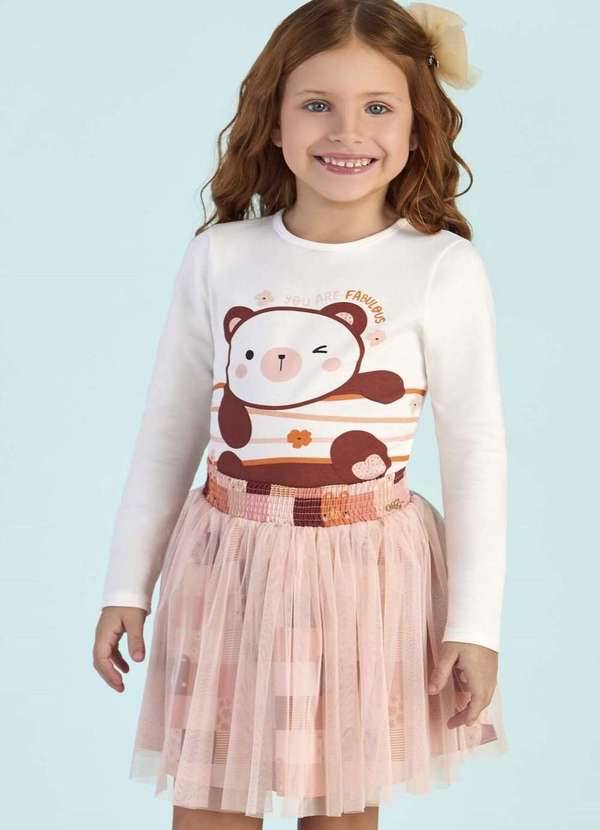 Mon Sucré - Conjunto Blusa e Saia Tule Estampado Mon Sucré Estampado