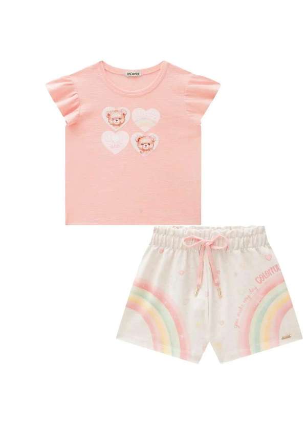 Infanti - Conjunto de Blusa em Meia Malha Flamê Menina Infanti Rosa 2