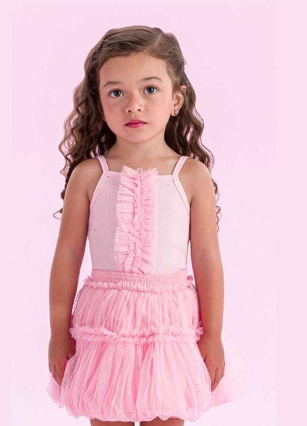 Petit Cherie - Conjunto de Saia Infantil Menina Petit Cherie Rosa