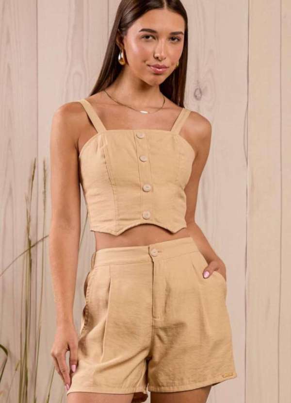 Biliton - Conjunto de Shorts Infantil Menina Biliton Bege