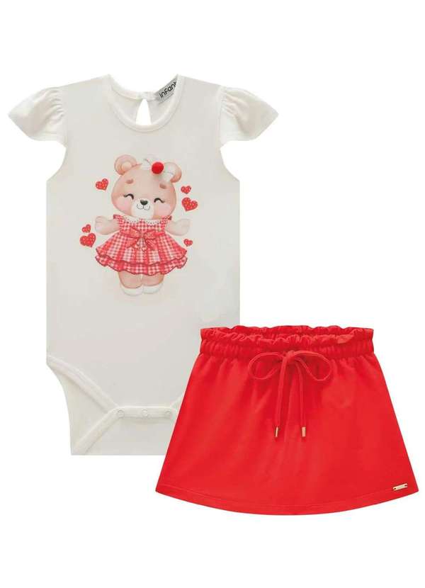 Infanti - Conjunto Infantil Body Ursinha Saia Vermelha Vermelho