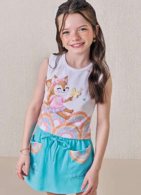 Infanti - Conjunto Infantil de Blusa Boxy em Meia Malha Infanti Azul