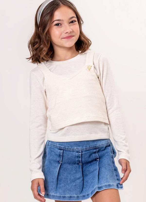 Vigat - Conjunto Infantil Elegante Blusa Saia Jeans Vigat Jeans