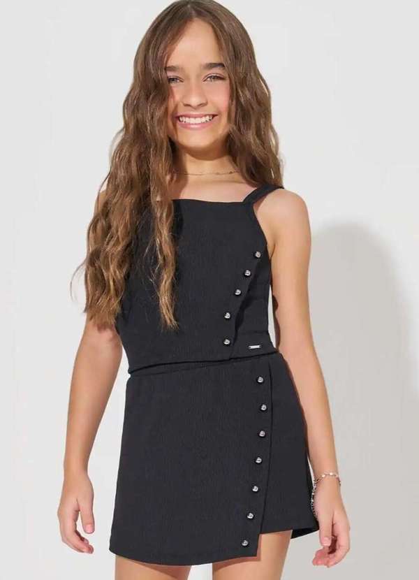 Lilimoon - Conjunto Infantil Menina Johnny Fox Preto