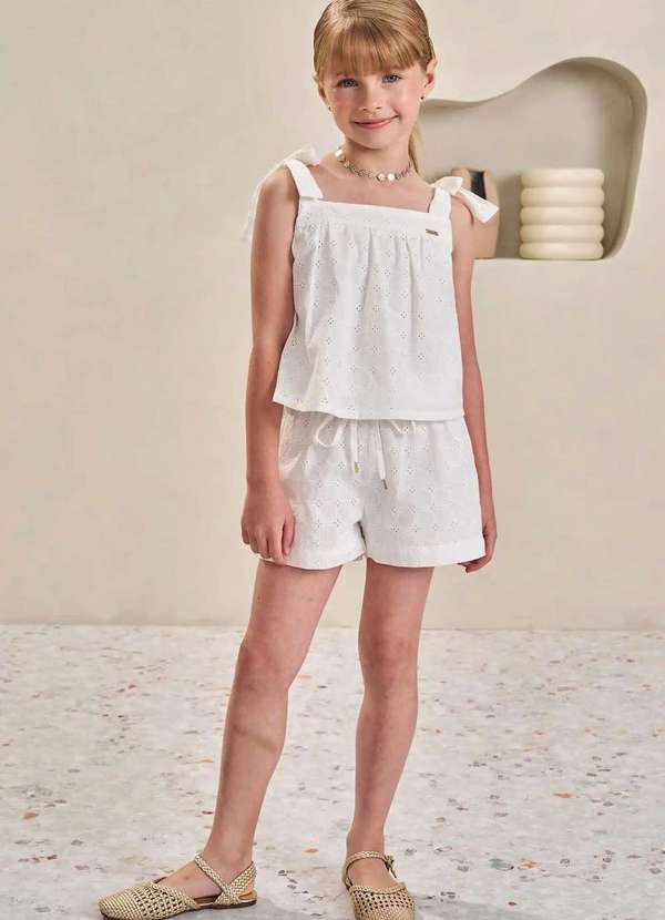 Infanti - Conjunto Infantil Infanti Bata Branca e Shorts Branco