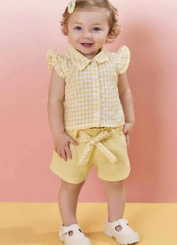 Infanti - Conjunto Infantil Infanti Camisa e Shorts Amarelo Amarelo