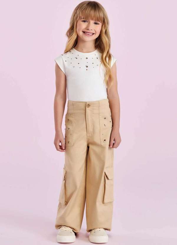 Petit Cherie - Conjunto Infantil Petit Cherie Bege Estampado