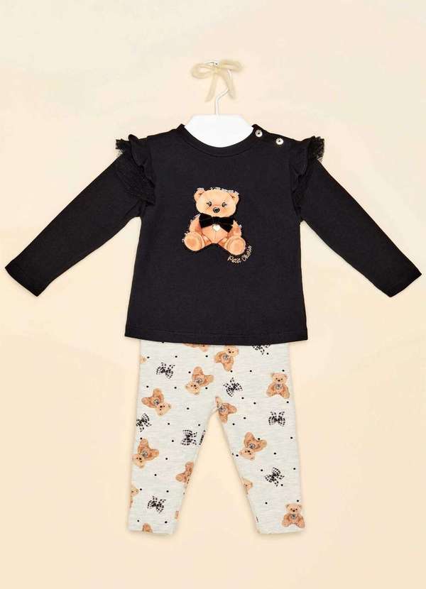 Petit Cherie - Conjunto Infantil Petit Cherie Estampado Preto