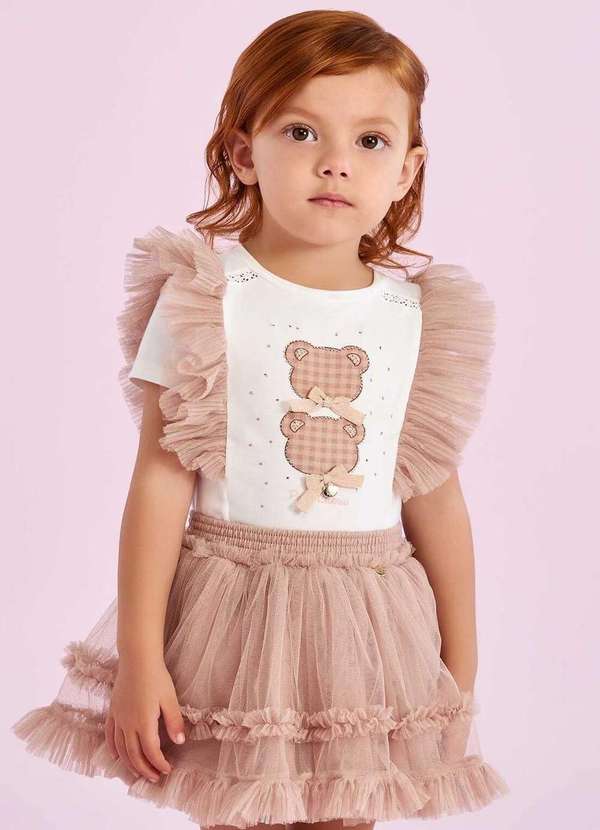 Petit Cherie - Conjunto Infantil Petit Cherie Ursinho com Tule Nude