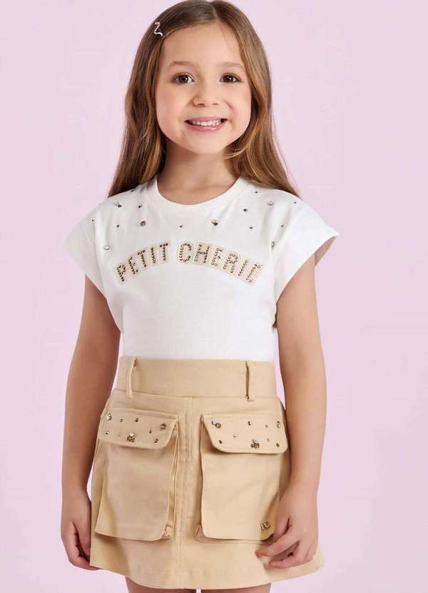 Petit Cherie - Conjunto Infantil Petit Cheriebege Saia Bege