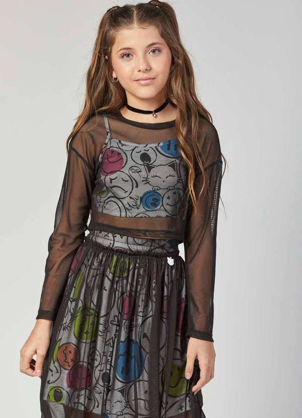 Mylu - Conjunto Infantil Saia de Tule Preto Mylu Preto 3