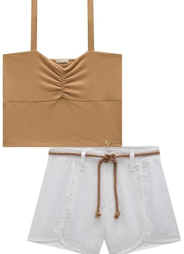Vic&vicky - Conjunto Juvenil Shorts Menina Terra Vic Vicky Marrom 2