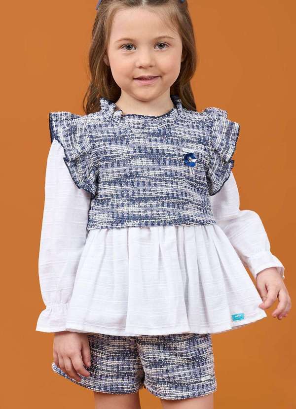 Ok e Pakita - Conjunto Meia Shorts Pakita Azul