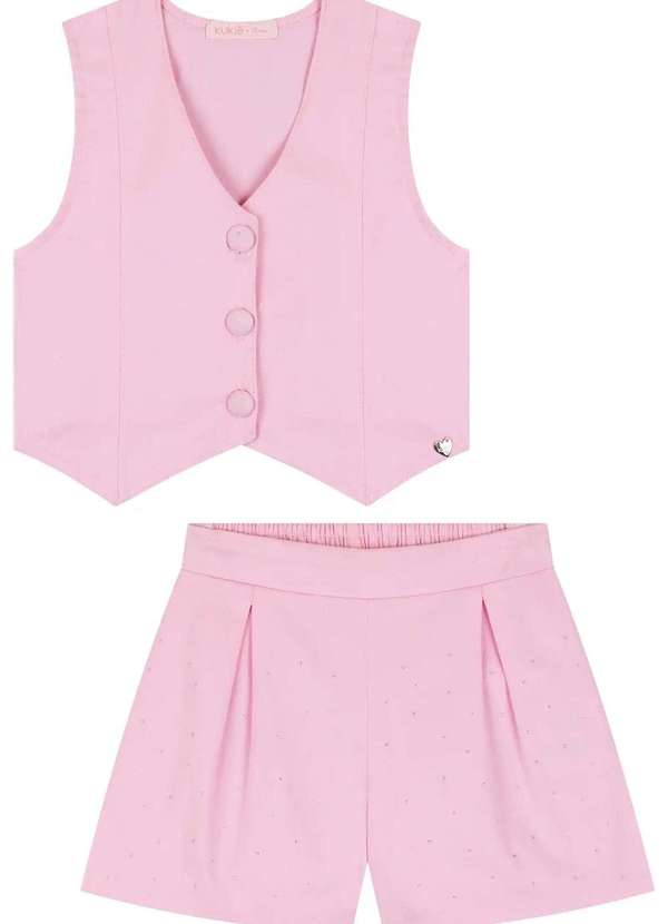 Kukiê - Conjunto Menina Alfaiataria Camisa Rosa Kukiê Rosa