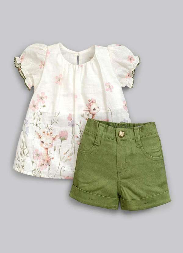Anjos Baby - Conjunto Menina Bebê Anjos Baby Estampado