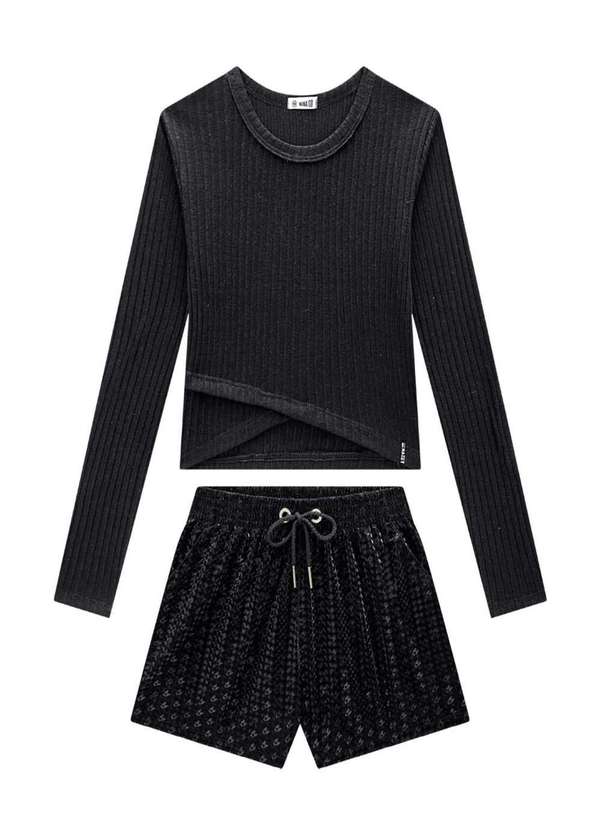 Nina Go - Conjunto Menina Blusa e Shorts Preto Nina Go Preto