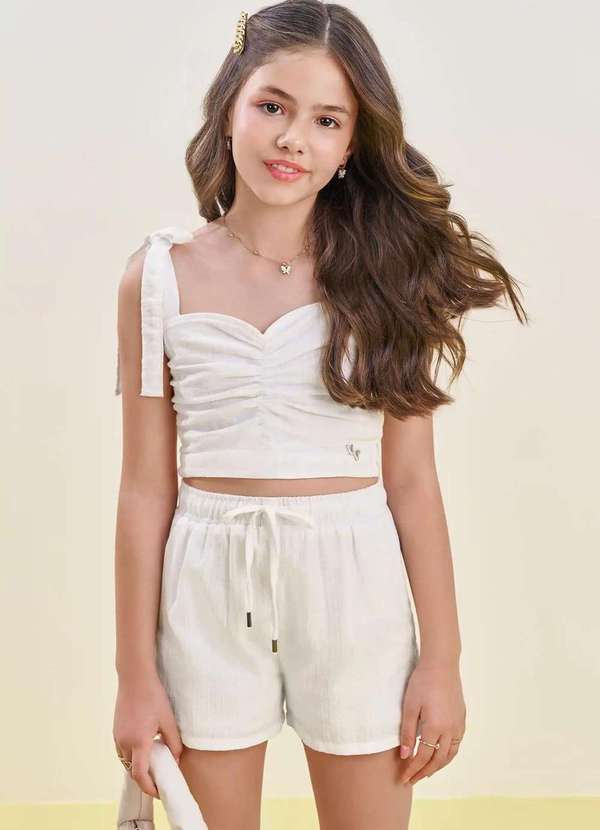 Vic&vicky - Conjunto Menina Branco Shorts Vic Vicky Branco