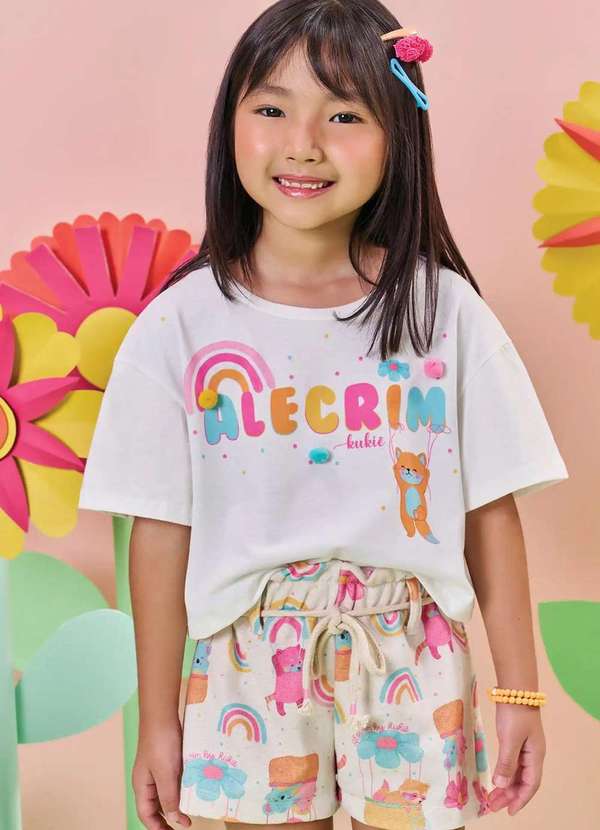 Kukiê - Conjunto Menina Camiseta Shorts Estampado Kukiê Estampado