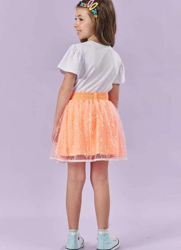 Kukiê - Conjunto Menina Estampado Laranja Saia Kukiê Estampado 4