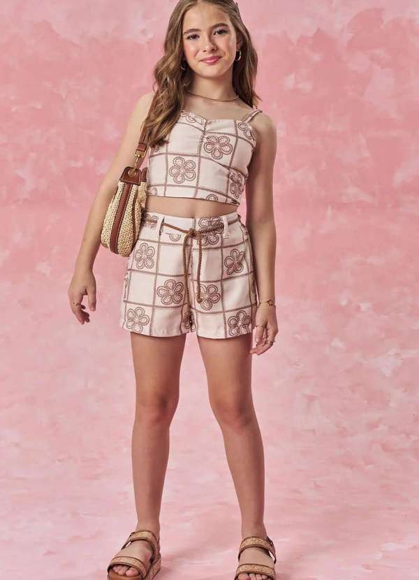 Vic&vicky - Conjunto Menina Estampado Shorts Juvenil Vic Vicky Estampado