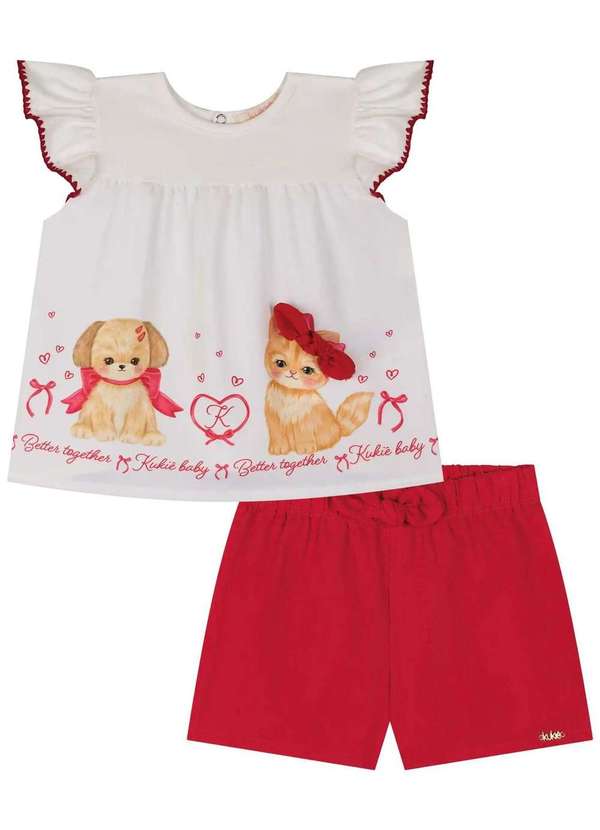Kukiê - Conjunto Menina Estampado Shorts Kukiê Estampado