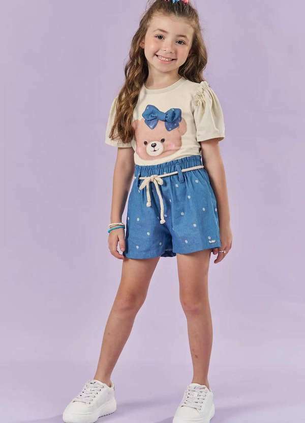 Kukiê - Conjunto Menina Estampado Shorts Kukiê Estampado