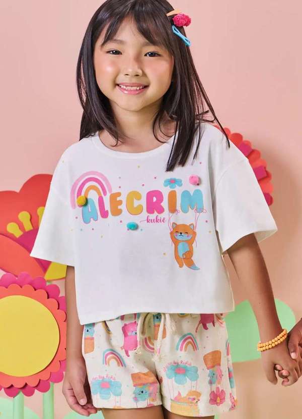 Kukiê - Conjunto Menina Estampado Shorts Kukiê Estampado