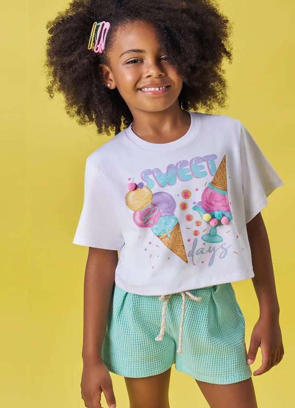 Kukiê - Conjunto Menina Estampado Verde Kukiê Estampado