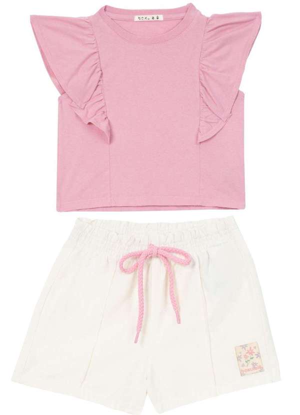 Bakulelê - Conjunto Menina Rosa Shorts Bakulelê Rosa