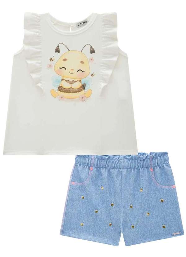 Infanti - Conjunto Menina Shorts Bata Abelhinha Infanti Estampado