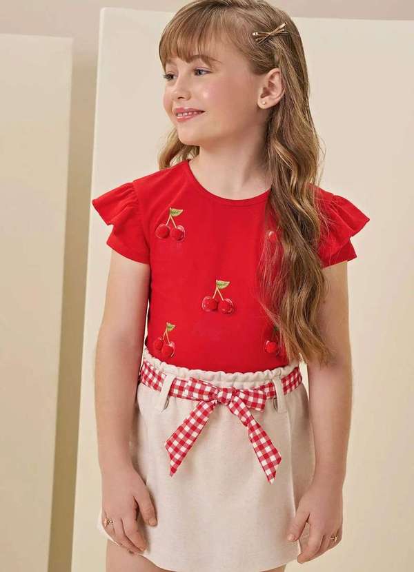 Infanti - Conjunto Menina Shorts Bata Vermelho Infanti Vermelho 3