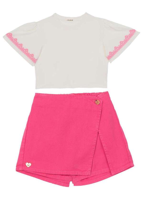 Bakulelê - Conjunto Menina Shorts Rosa Bakulelê Rosa