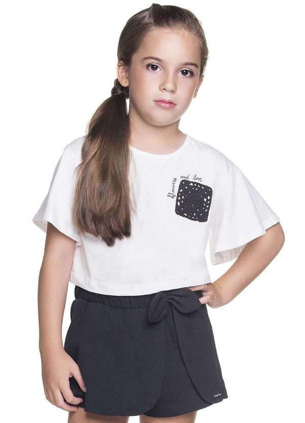 Have Fun - Conjunto Menina Shorts Saia Cropped Have Fun Preto