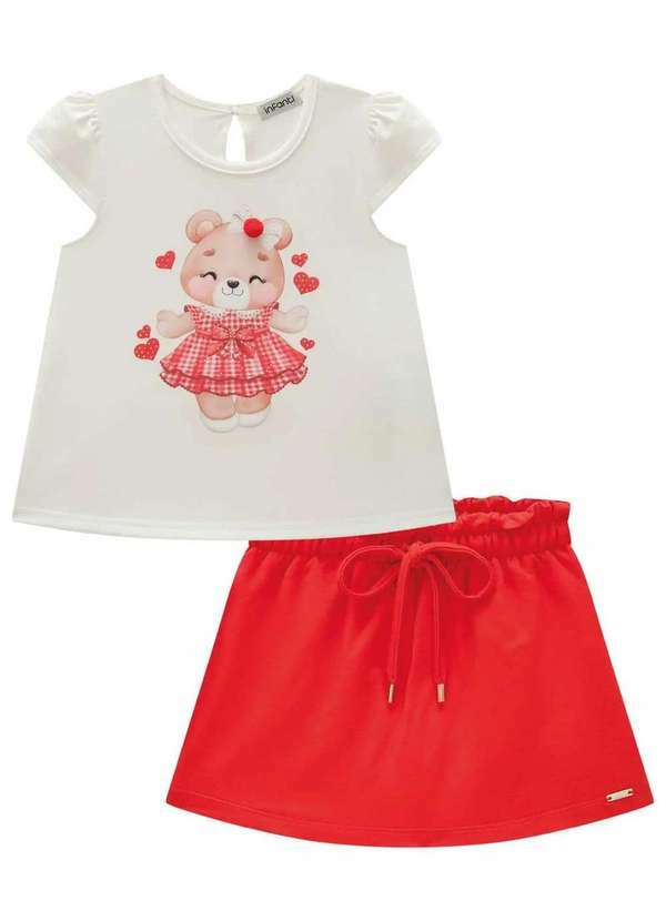 Infanti - Conjunto Menina Shorts Saia Estampa Urso Vermelho Infanti Vermelho