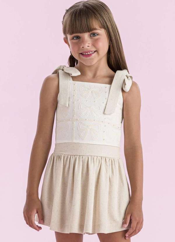 Petit Cherie - Conjunto Menina Shorts Saia Infantil Off Petit Cherie Off White