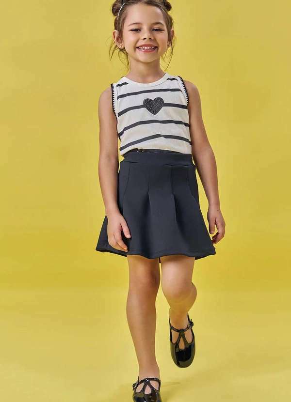 Kukiê - Conjunto Menina Shorts Saia Preto Kukiê Preto