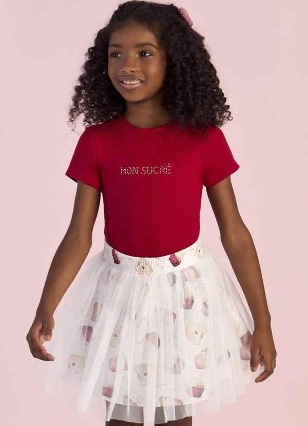 Mon Sucré - Conjunto Menina Vermelho Infantil Mon Sucré Estampado