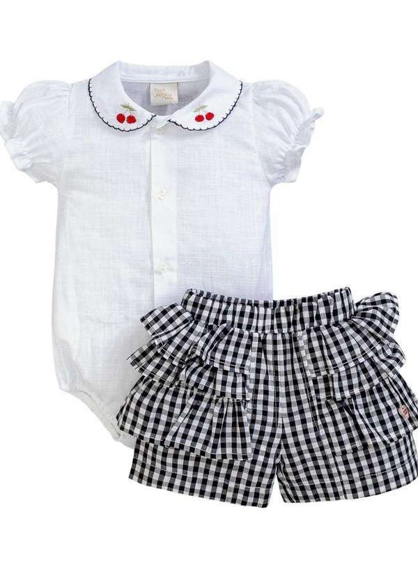 Anjos Baby - Conjunto Saia Body Menina Estampado Anjos Baby Estampado