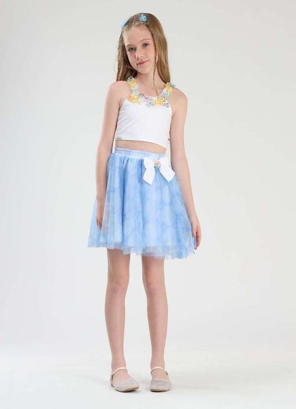 Luluzinha - Conjunto Saia Infantil Menina Luluzinha Azul