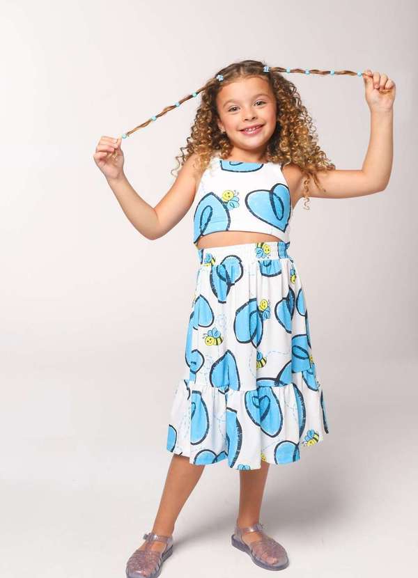 Mylu - Conjunto Saia Infantil Menina Mylu Branco