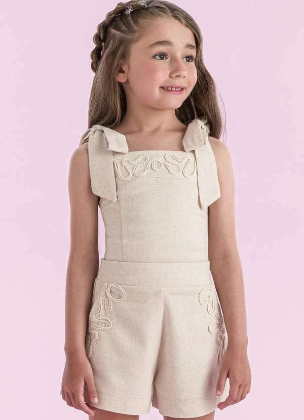 Petit Cherie - Conjunto Shorts Festa Menina Nude Petit Cherie Nude