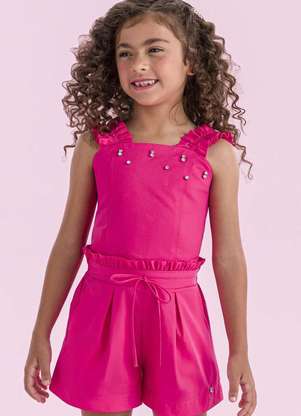 Short Conjunto Infantil Feminino Festa Menina -Conjuntos -Conjunto