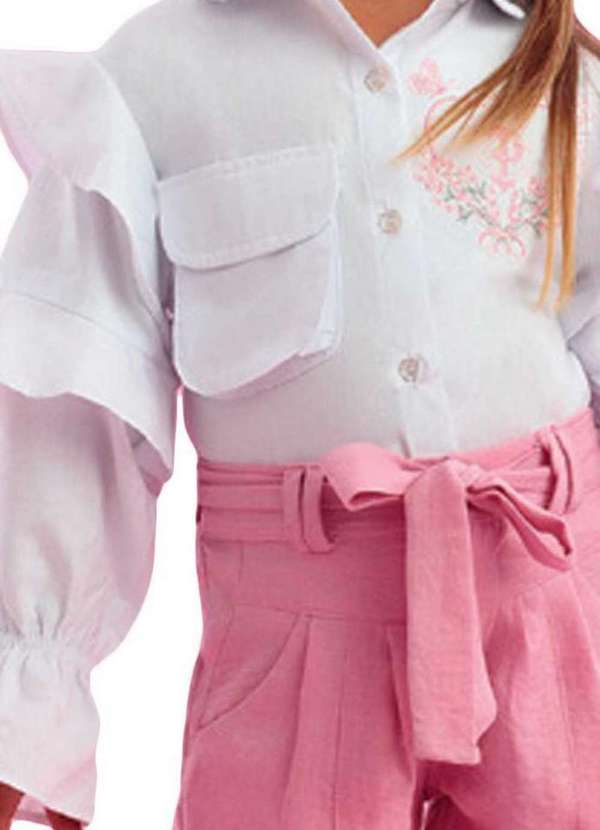 Petit Cherie - Conjunto Shorts Infantil Alfaiataria Petit Cherie Branco 2