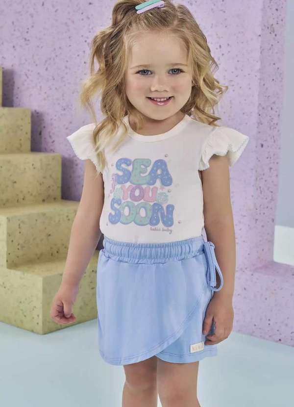 Kukiê - Conjunto Shorts Infantil Menina Kukiê Lilás